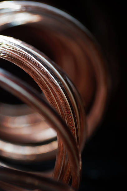 istock Artistic macro of audio copper cable, defocused 533646019