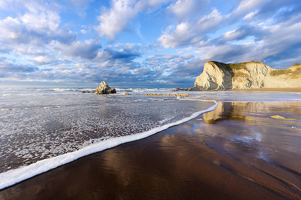 Sopelana beach with wave foam and reflections Sopelana beach with wave foam and reflections. Basque Country sopelana stock pictures, royalty-free photos & images