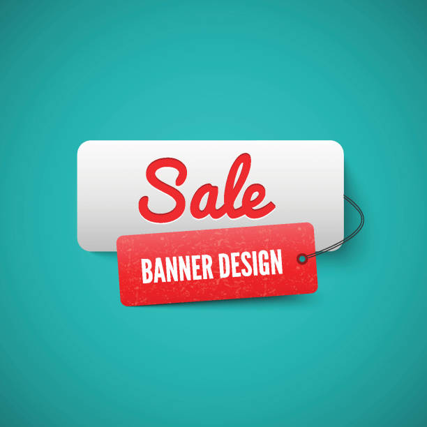 ilustrações de stock, clip art, desenhos animados e ícones de etiqueta de venda 3d de banner. rótulos conceito de vendas. - tag
