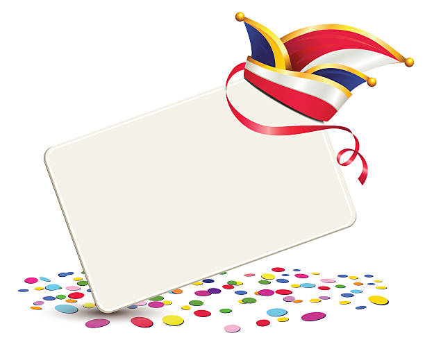 karneval-mütze mit karte und konfetti - köln stock-grafiken, -clipart, -cartoons und -symbole