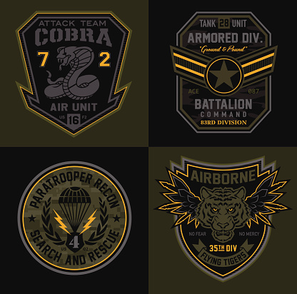 Original military-inspired patches suitable for modification for multiple uses.