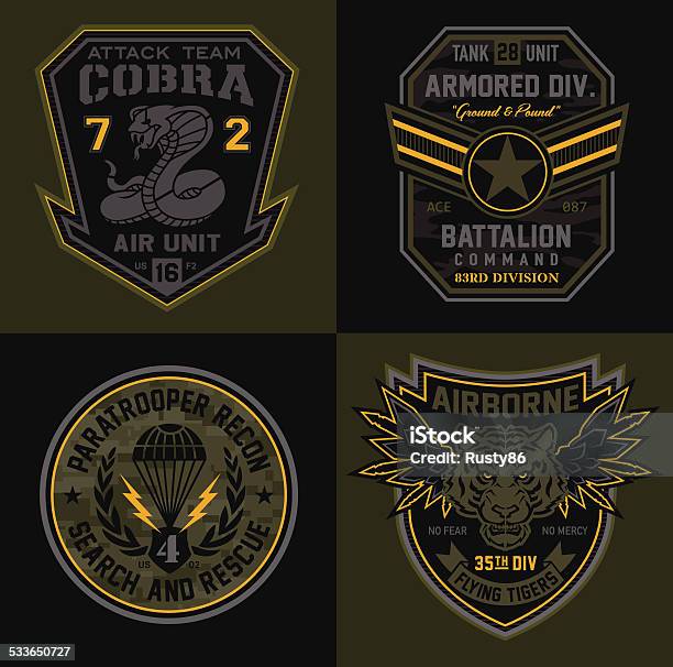 Special Unit Military Patches Stock Illustration - Download Image Now - Military, Army, Badge