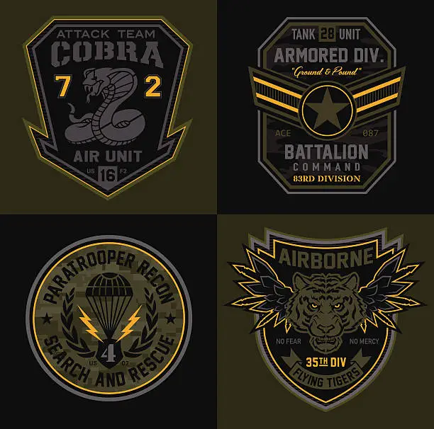 Vector illustration of Special unit military patches