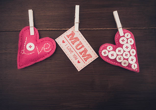 Rustic Mother's Day message with handmade hearts
