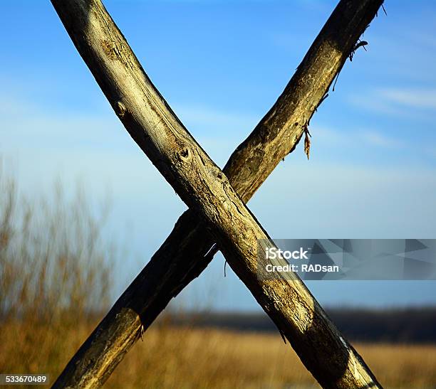 Wooden Fence Stock Photo - Download Image Now - 2015, Autumn, Blue