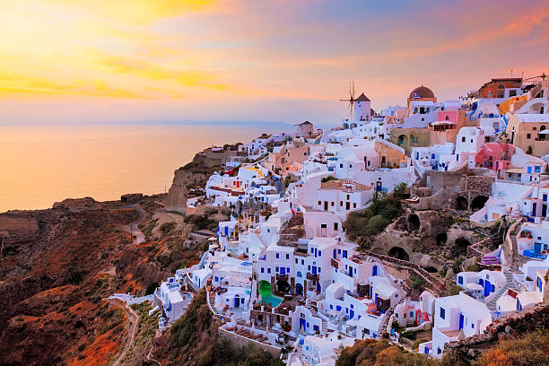 istock Sunset at Oia Santorini 533670535