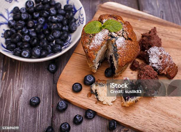 Blackberry Cupcake Stock Photo - Download Image Now - 2015, Appetizer, Baked