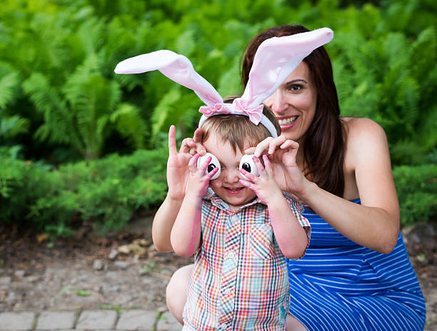 istock Boy Wearing Bunny Ears and Silly Eyes - Close Up 533696781
