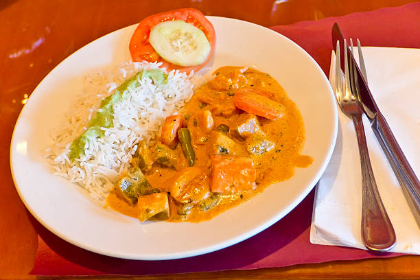 Indian vegetable korma with basmati rice and tofu