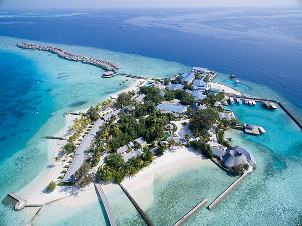 istock Small tropical island. View from drone. Maldives,Indian ocean 533698906