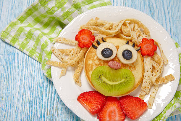 istock Funny pancake face with fruits and berries 533700482