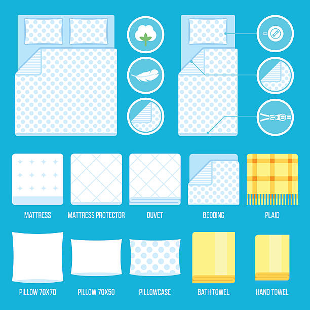 постельное белье - sheet single bed bed duvet stock illustrations