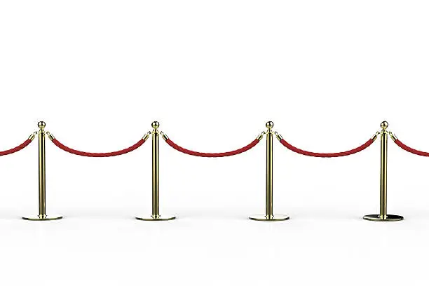 red rope barrier on white background