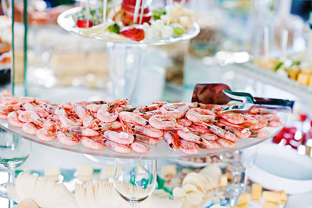 istock Elegance wedding reception table with food shrimp 533703508