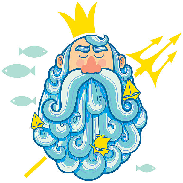 해왕성 인물사진 - neptune trident cartoon beard stock illustrations