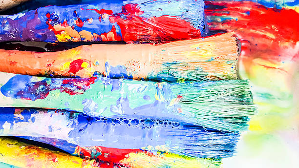 istock old dirty brushes with color 533707974