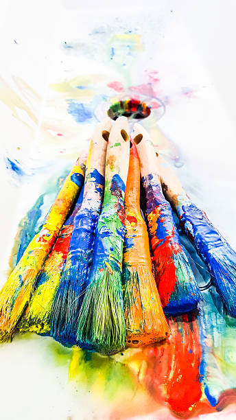 istock old dirty brushes with color 533709242