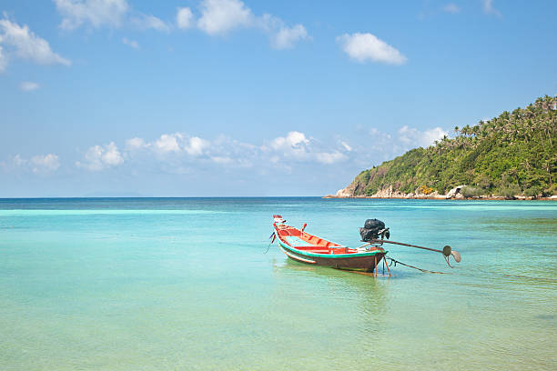 istock Boat at the beach. Beautiful tropical landscape 533710616