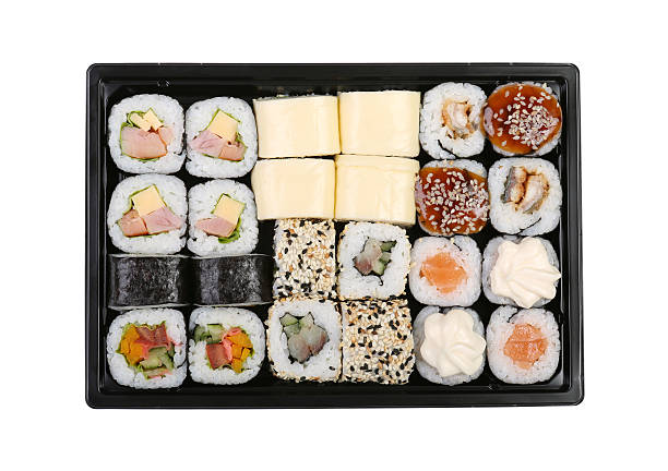 istock Sushi set of different rolls on a white background isolated 533713038