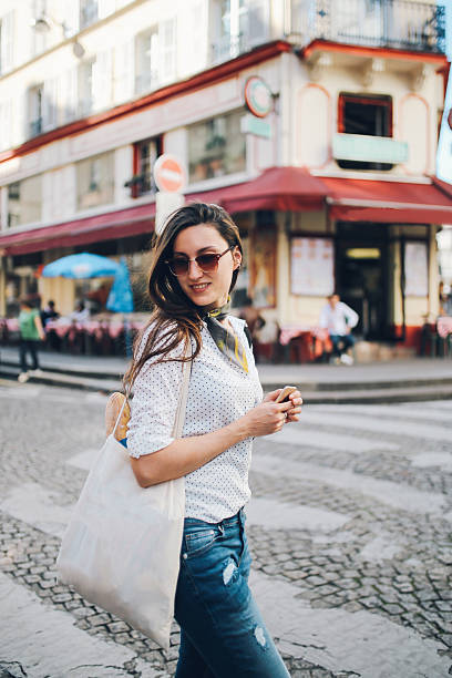 istock Young Parisian woman walking 533713982