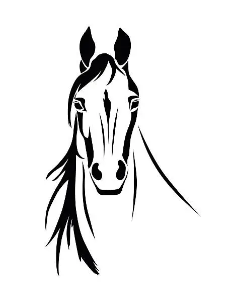 Vector illustration of Silhouette of a horse head front view