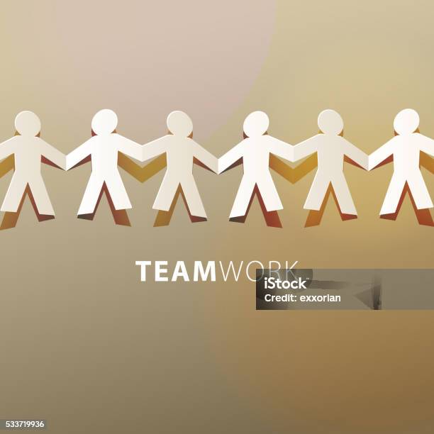 Teamwork Concept Paper Cut Stock Illustration - Download Image Now - Paper Chain, People, Cut Out
