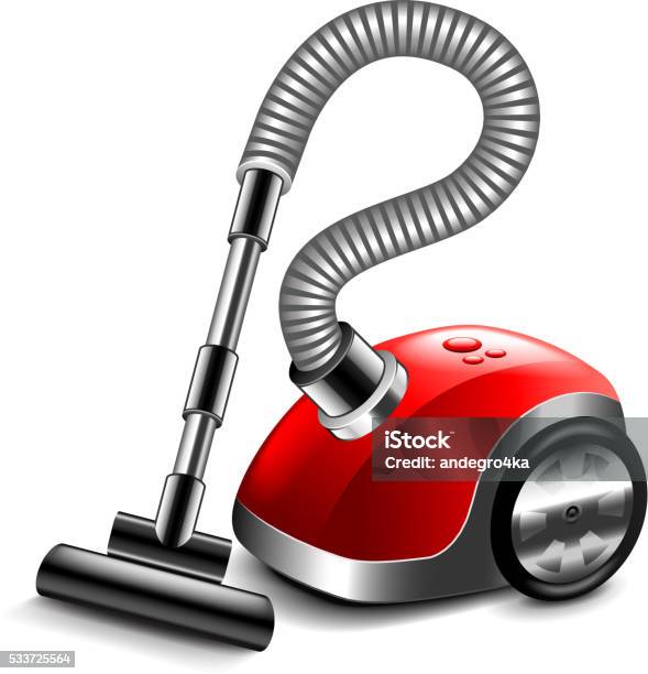 Vacuum Cleaner Isolated On White Vector Stock Illustration - Download Image Now - Vacuum Cleaner, Tube, Appliance