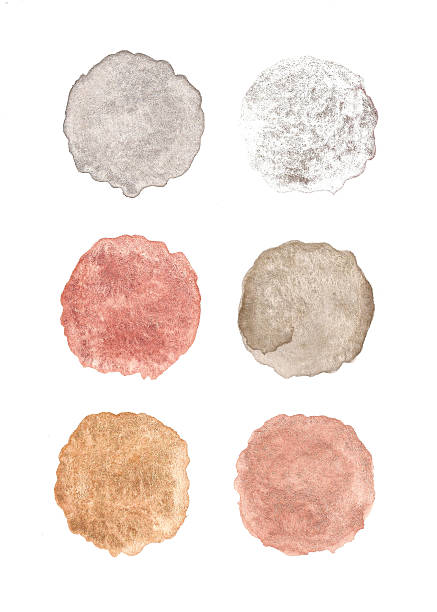 istock Set of metallic watercolor paint blobs, isolated on white background 533726185