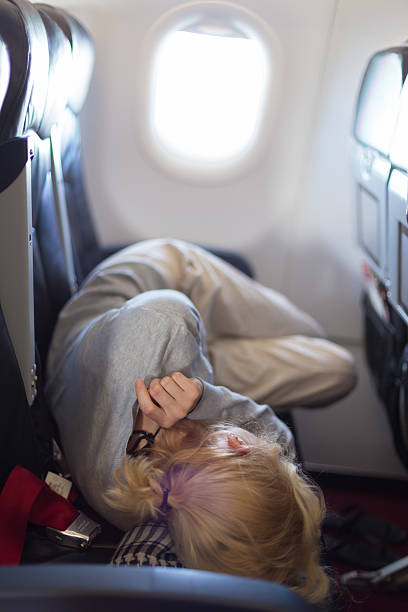 istock Young woman sleeping on airplane 533726293