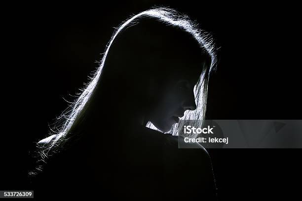 Woman Profile Stock Photo - Download Image Now - Women, One Woman Only, Rear View