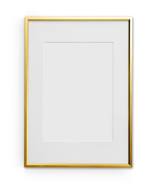 marco dorado delgado con trazado de recorte - delgado fotos fotografías e imágenes de stock