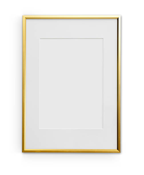 thin golden frame with clipping path - shiny group of objects high angle view close up imagens e fotografias de stock