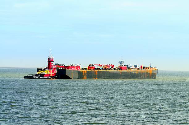 istock Oil Rig Service Barge In Galveston Bay 533740825