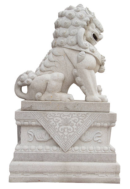Chinese Imperial Lion Statue, Isolated  With Clipping Path