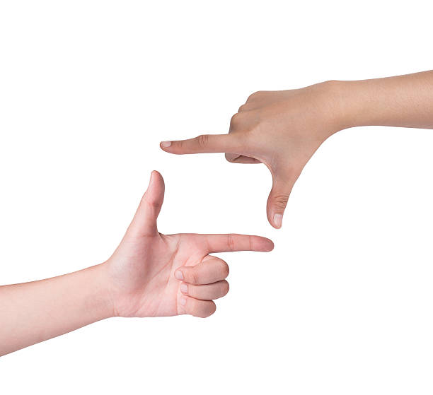 istock Female hand  isolated on white , take photo sign 533742027