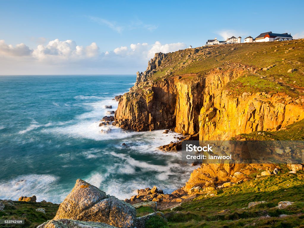 Cliffs at Lands End Cornwall On the towering granite cliffs at Lands End Cornwall England UK Europe Lands End - Cornwall Stock Photo