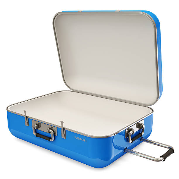 Opened Suitcase isolated on white background stock photo