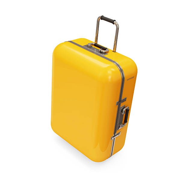 Yellow Suitcase isolated on white background Yellow Suitcase isolated on white background airport porter stock pictures, royalty-free photos & images