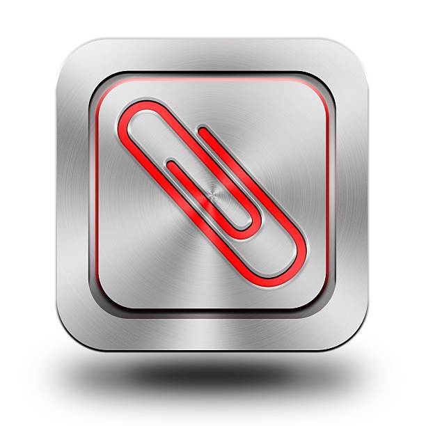 istock Paper clip aluminum glossy icon, button 533745353