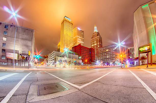 tulsa city skyline around downtown streets