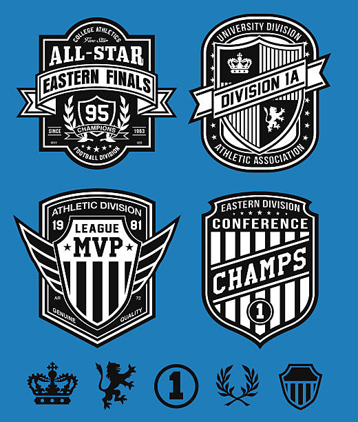 Athletic crest emblems Original athletic-inspired crest emblem graphics suitable for modification for multiple uses. most valuable player stock illustrations