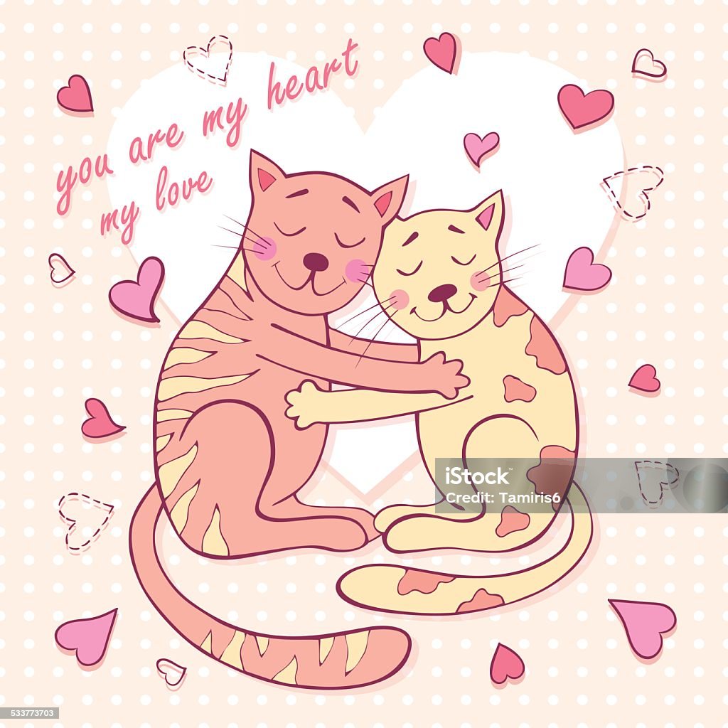 Thiệp Ngày Valentine Với Cặp Đôi Mèo Yêu Thương Hình minh họa Sẵn ...