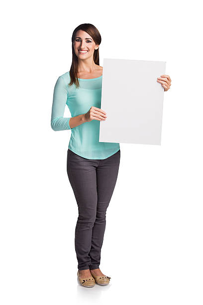 istock Woman showing a blank whiteboard 533773751