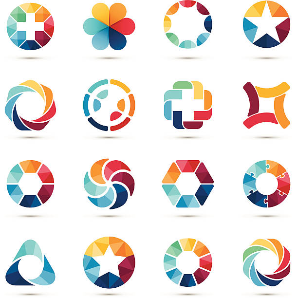 Logo set. Circle signs and symbols. Modern vector creative abstract design symbol, sign interlocked stock illustrations