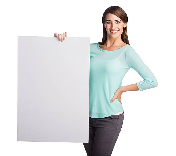 istock Woman showing a blank whiteboard 533773759