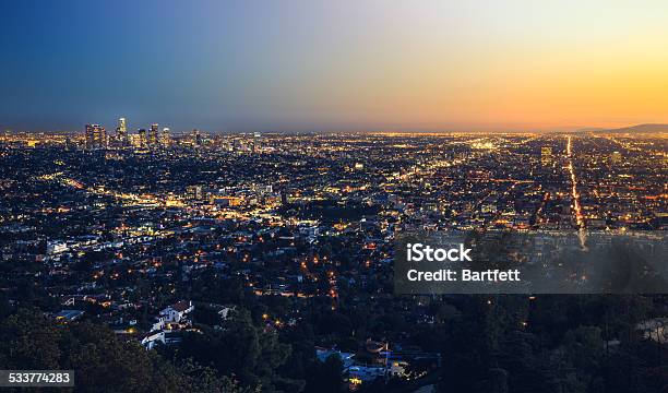 Last Light On The City Stock Photo - Download Image Now - City Of Los Angeles, Los Angeles County, Aerial View