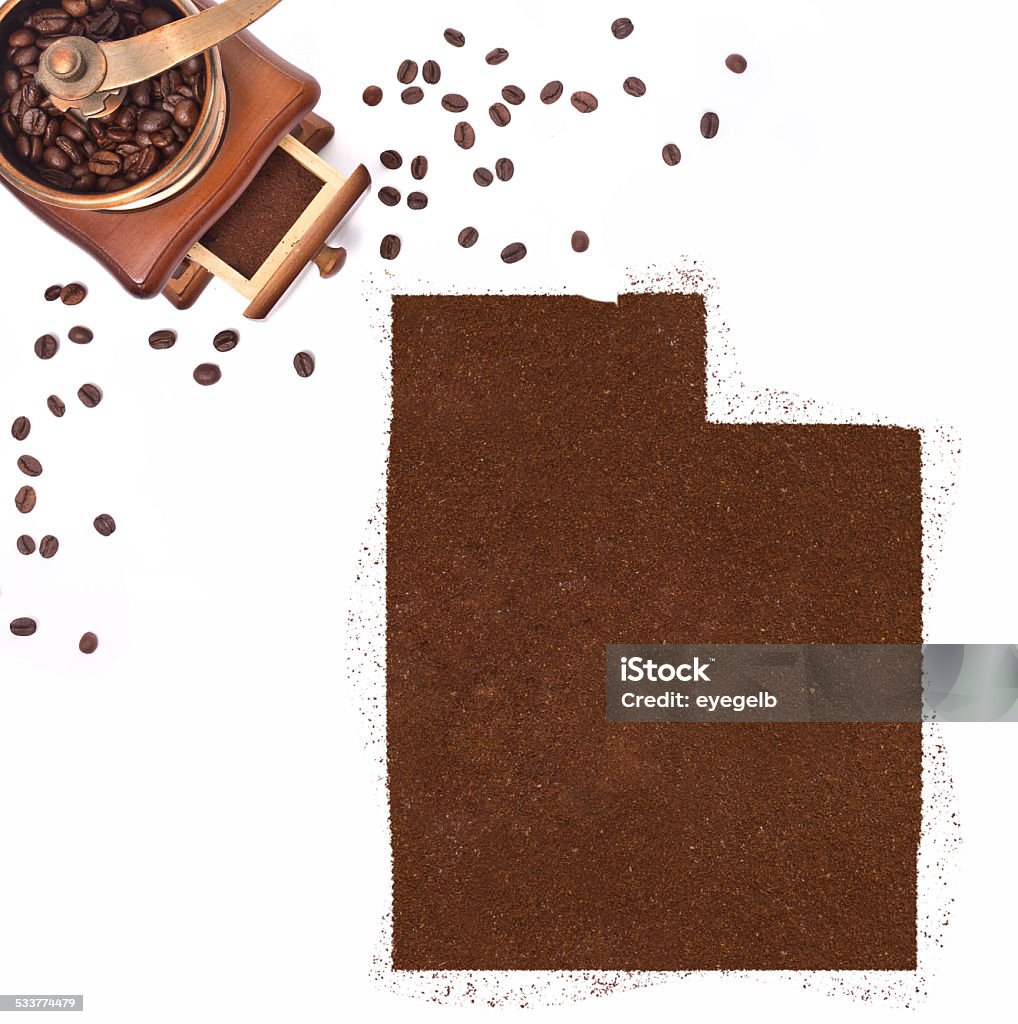 Coffee powder in the shape of Utah.(series) Coffee powder in the shape of Utah and a coffee mill.(series). 2015 Stock Photo