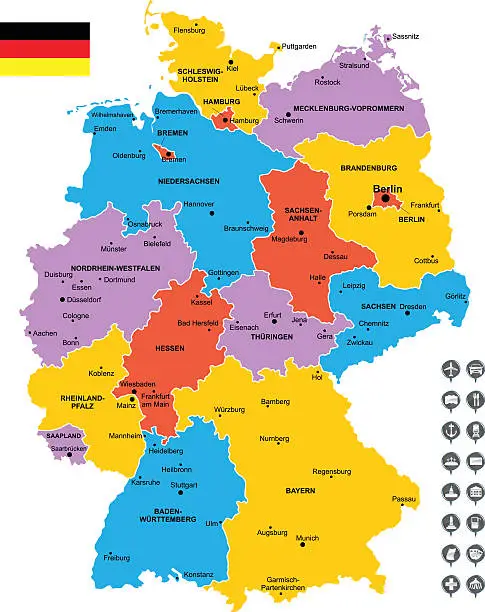 Vector illustration of Detailed Vector Map of Germany