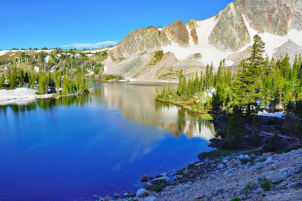 istock Snowy Range Mountains and lake 533775035