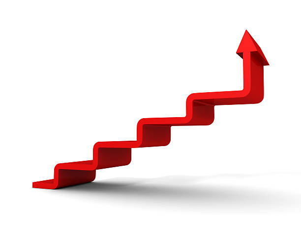 istock stairs arrow going upward grow on white background 533776451